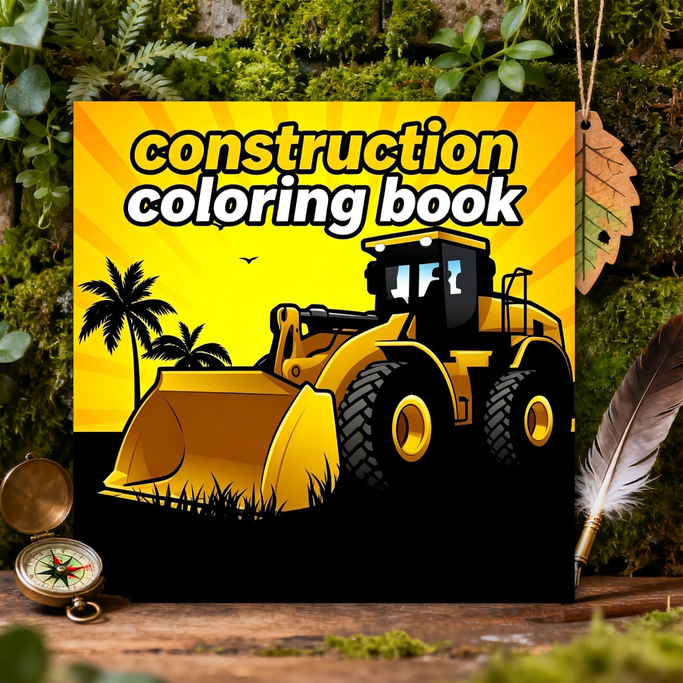 TEMU 1 Book, 20.5 X 20.5cm, Single-sided Printing, Text, Easy To Color, Stress-, Construction Vehicle Theme Adult Coloring Book