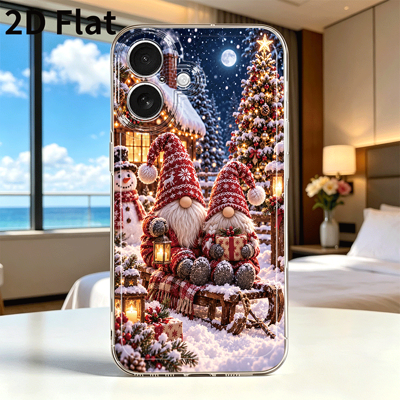 TEMU Phone Case - 2d Flat Snowy Christmas Gnome Pattern Phone Case For Iphone 18 Pro Max 17 16 15 14 13 12 11 Pro Xs Xr Xsmax 7 8 6 6s Plus 16e -