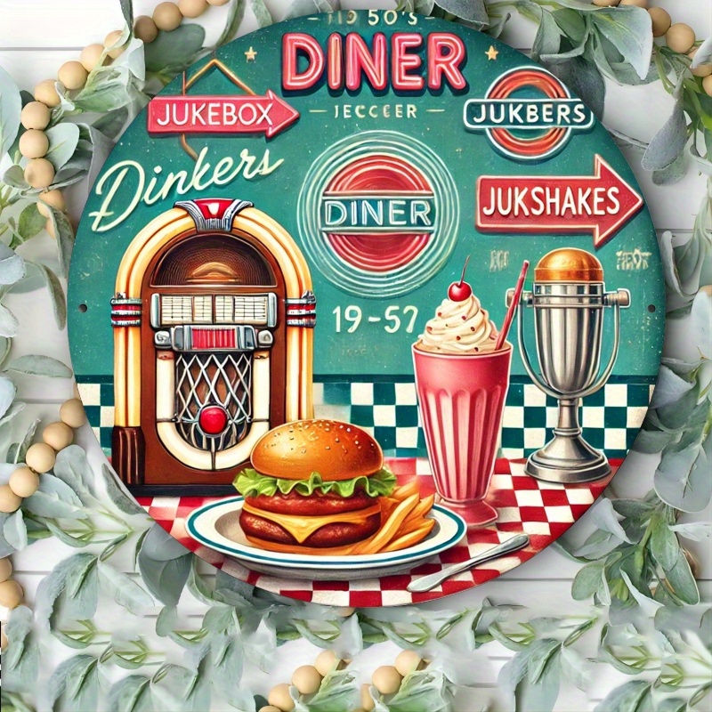 

Vintage 1950s American Diner Decorative Metal Sign, 8x8 Inches - Classic Restaurant Wall Art For Home Kitchen, Dining Room & Retro , Iron Sign, 1pc