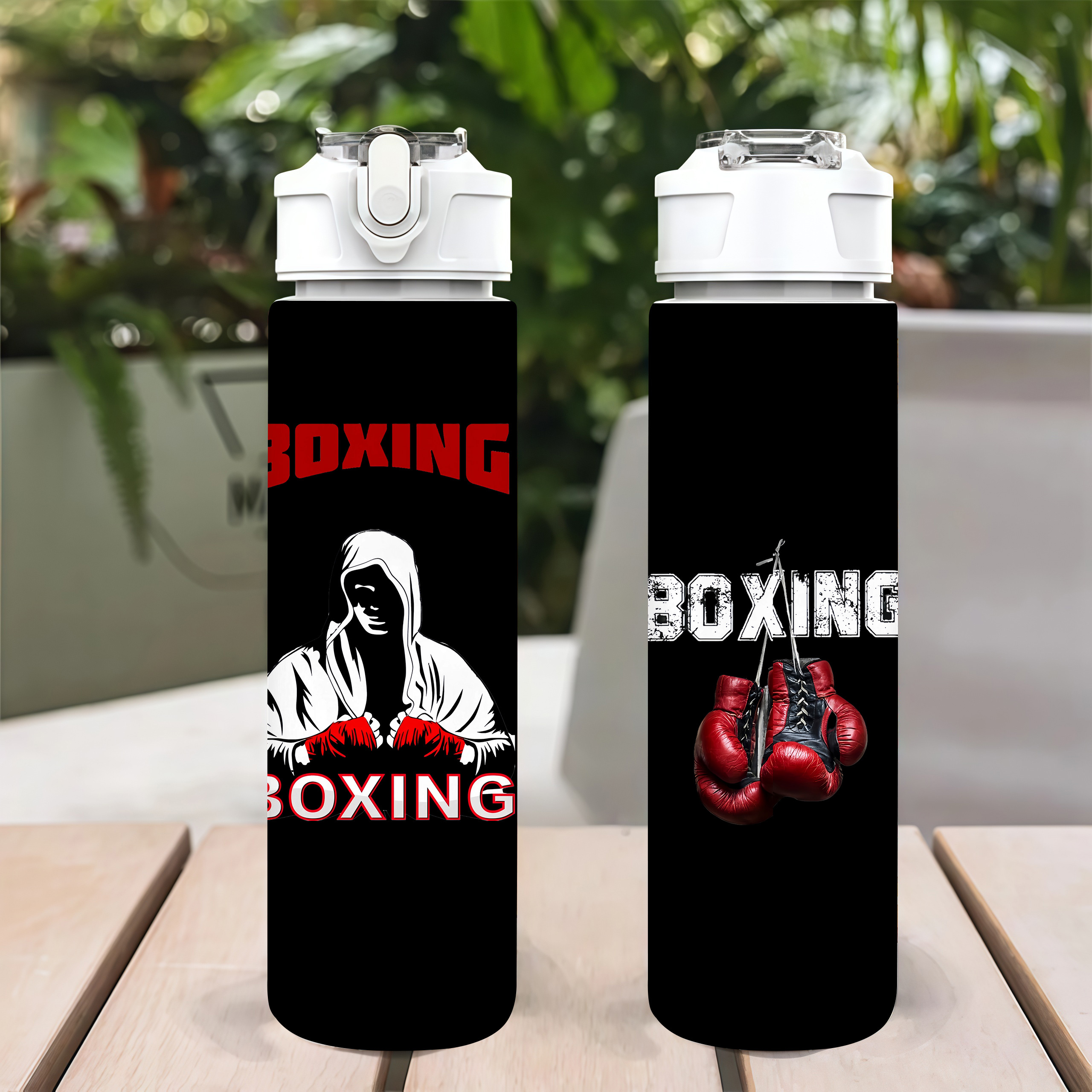 1pc Bouteille d'Eau Sportive en Plastique 750ml/26oz, Design Créatif Élément de Boxe, Imprimé Mignon, Couvercle Pop-Up Étanche, Léger, Durable, Grande Capacité, Réutilisable, Idéal pour Bureau, Gym, Sports Extérieurs, Yoga, Course, Halloween, Noël, Saint-Valentin, Thanksgiving, Cadeaux