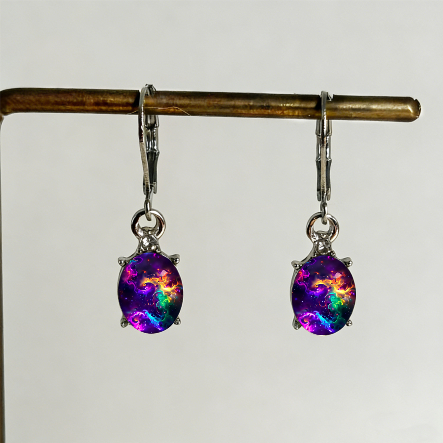 TEMU 2pcs Earrings Nebula Earrings Earrings Space Earrings Oval Earrings Abstract Earrings Jewelry Additions Unique Jewelry Christmas Gifts Valentine