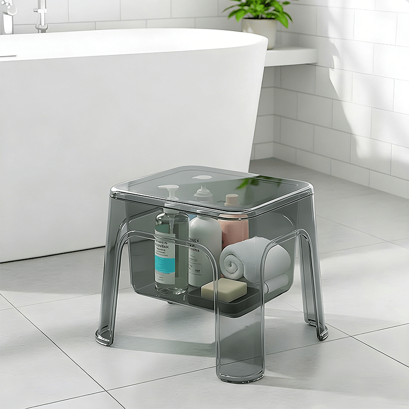 transparent shoe changing step stool hollow storage waterproof sturdy and durable multipurpose footstool simple household step stool suitable for living room bedroom bathroom laundry room garage bedside non slip step stool Product details 12
