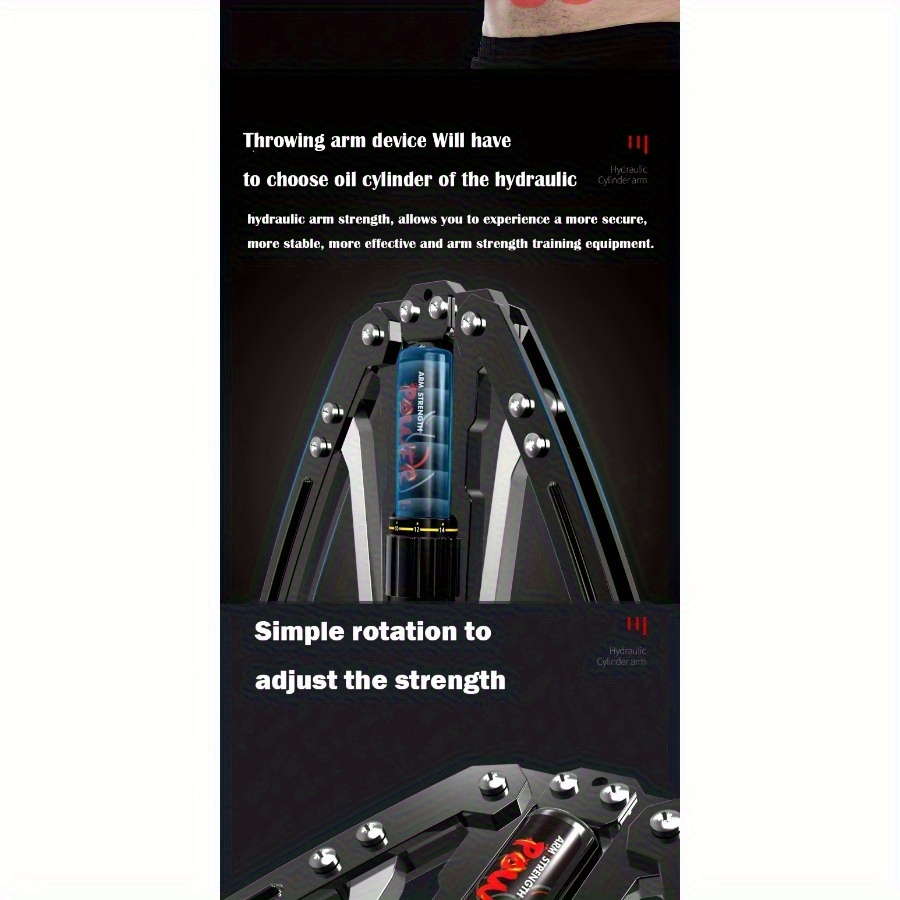 2pcs hydraulic adjustable arm trainer home fitness equipment with non   smooth hydraulic   system suitable for upper limb chest and abdominal muscle training black hand   fashionable fitness accessories Product details 3