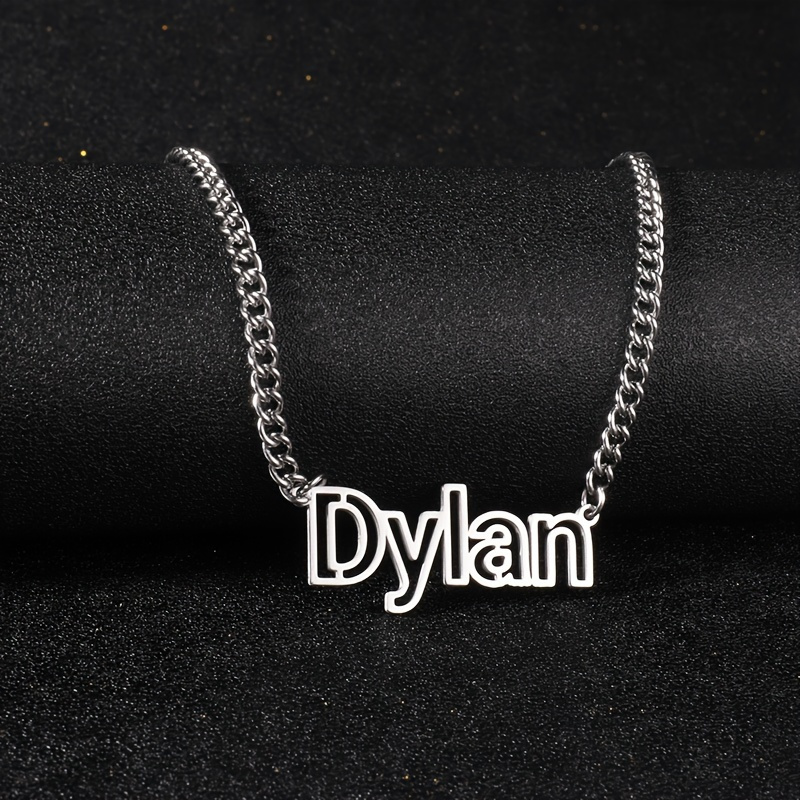 

Personalized Stainless Steel Name Necklace With Hip-hop Cuban Chain - Unique Cut-out Design - The Perfect Gift For Boyfriend Or Father