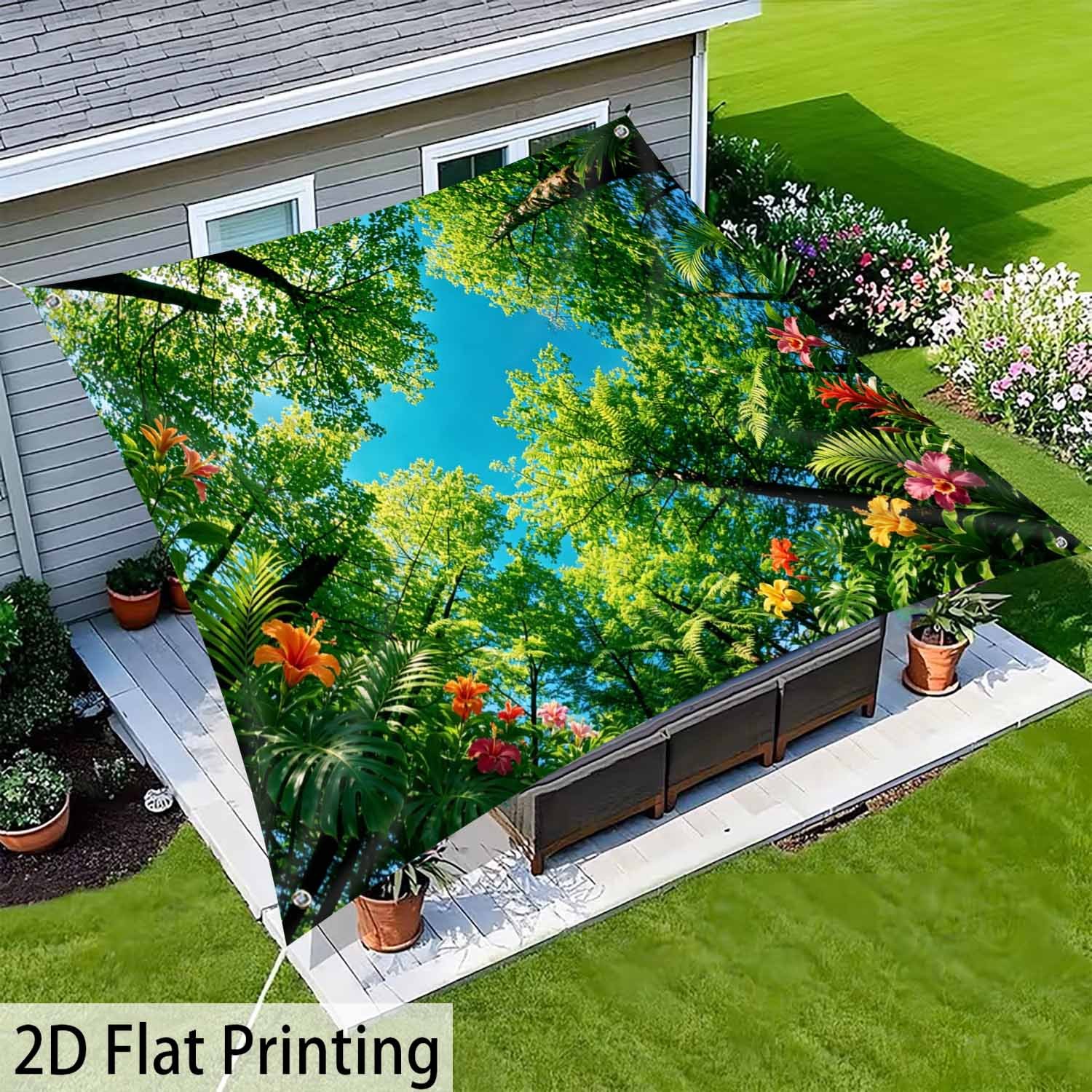 TEMU [2d Flat Printing] 1pc Qdvivios Canopy Sky With And Vibrant Sunshade Canopy Lightweight Polyester For Beach Picnics Backyard Outdoor Adventure