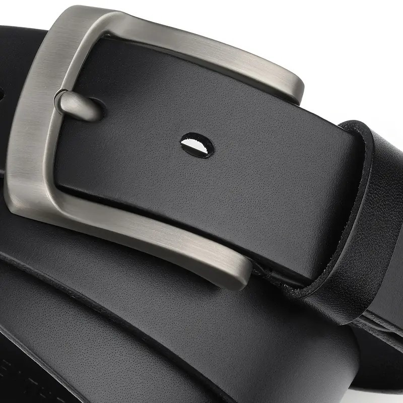 Plus Size Men's Genuine Leather Belt | Square Alloy Large Buckle | High Cost-Effective Durable Style | Suitable for Casual and Business Wear | A Dignified Gift Choice