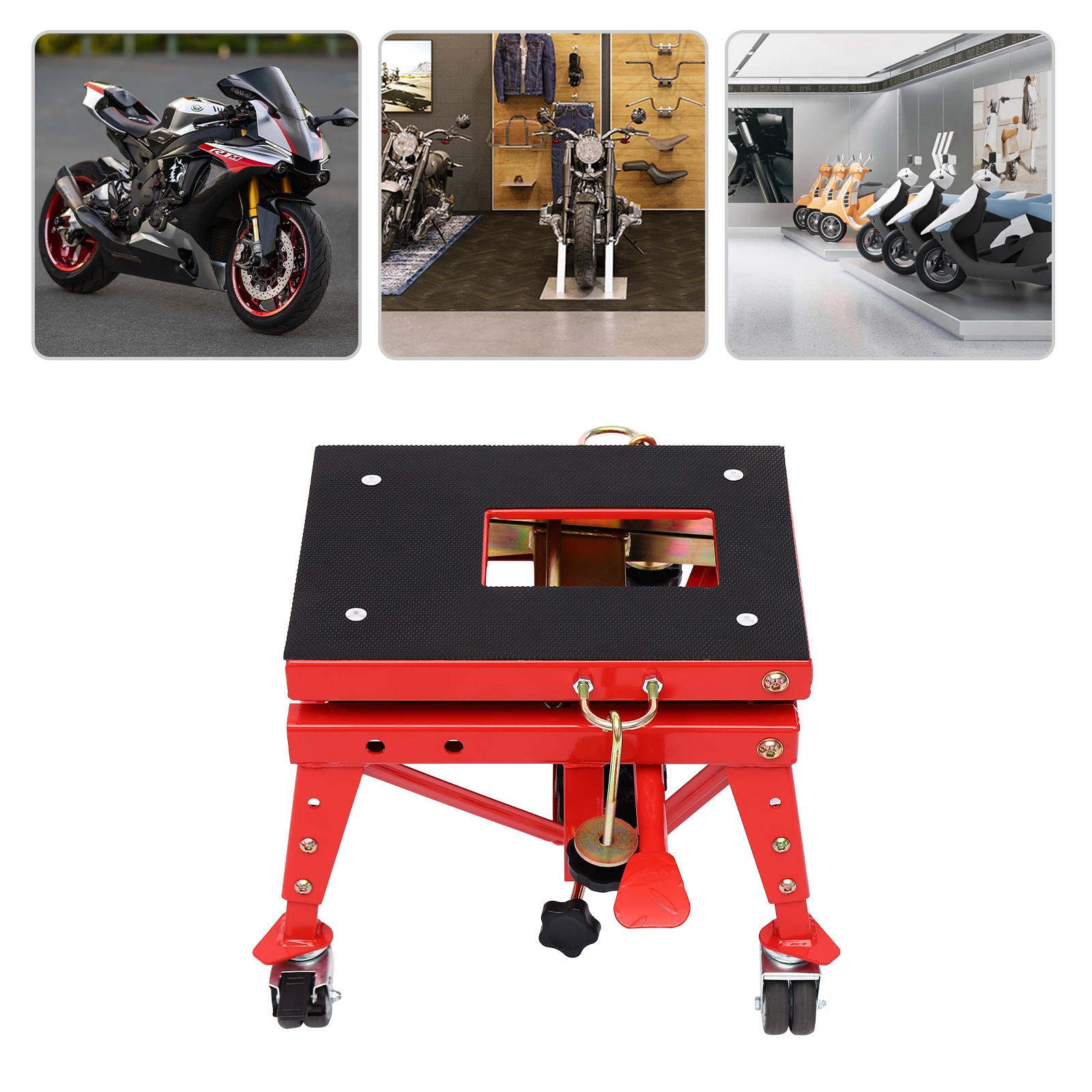 Image of Gdrasuya10 Hydraulic Motorcycle Lift 160 Kg, Height Adjustable 305-800 Mm Scissor Lift With Wheels, For Car Repair And Motorcycle Workshop
