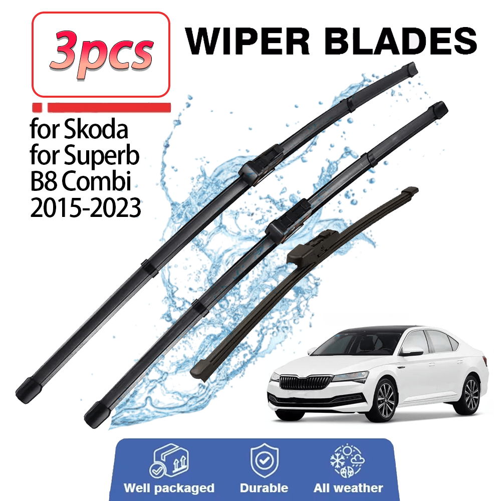 TEMU 3pcs Set, Durable For Use, Specifically Designed For For Superb B8 2015-2023, 26" 18" 16" Car Front And Rear Wipers, 3 Wiper Blades, Car Wiper