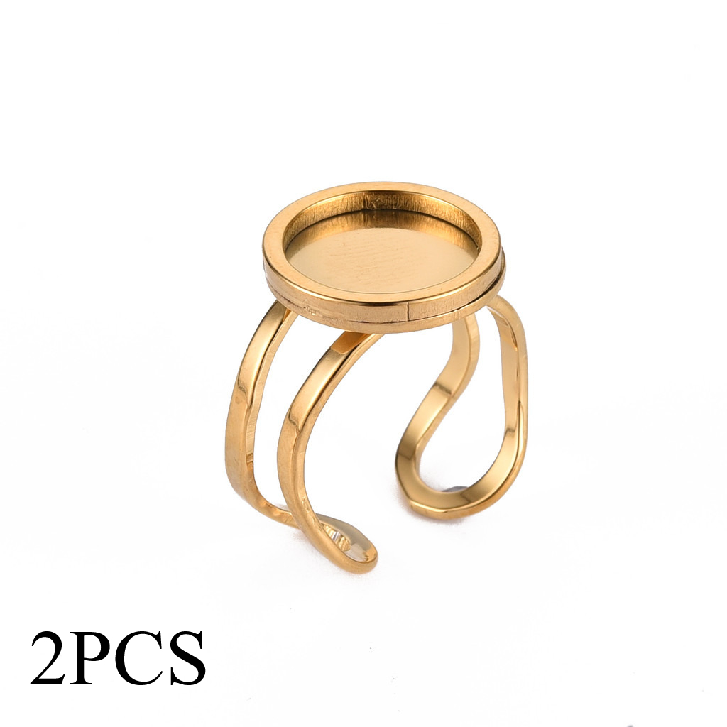 TEMU 2pcs 201 Stainless Steel Cuff Pad Ring Settings, Laser-cut, , Tray: 12mm, Us Size 7 1/4" (17.5mm) To Us Size 8 (18mm), For Ring Making Materials