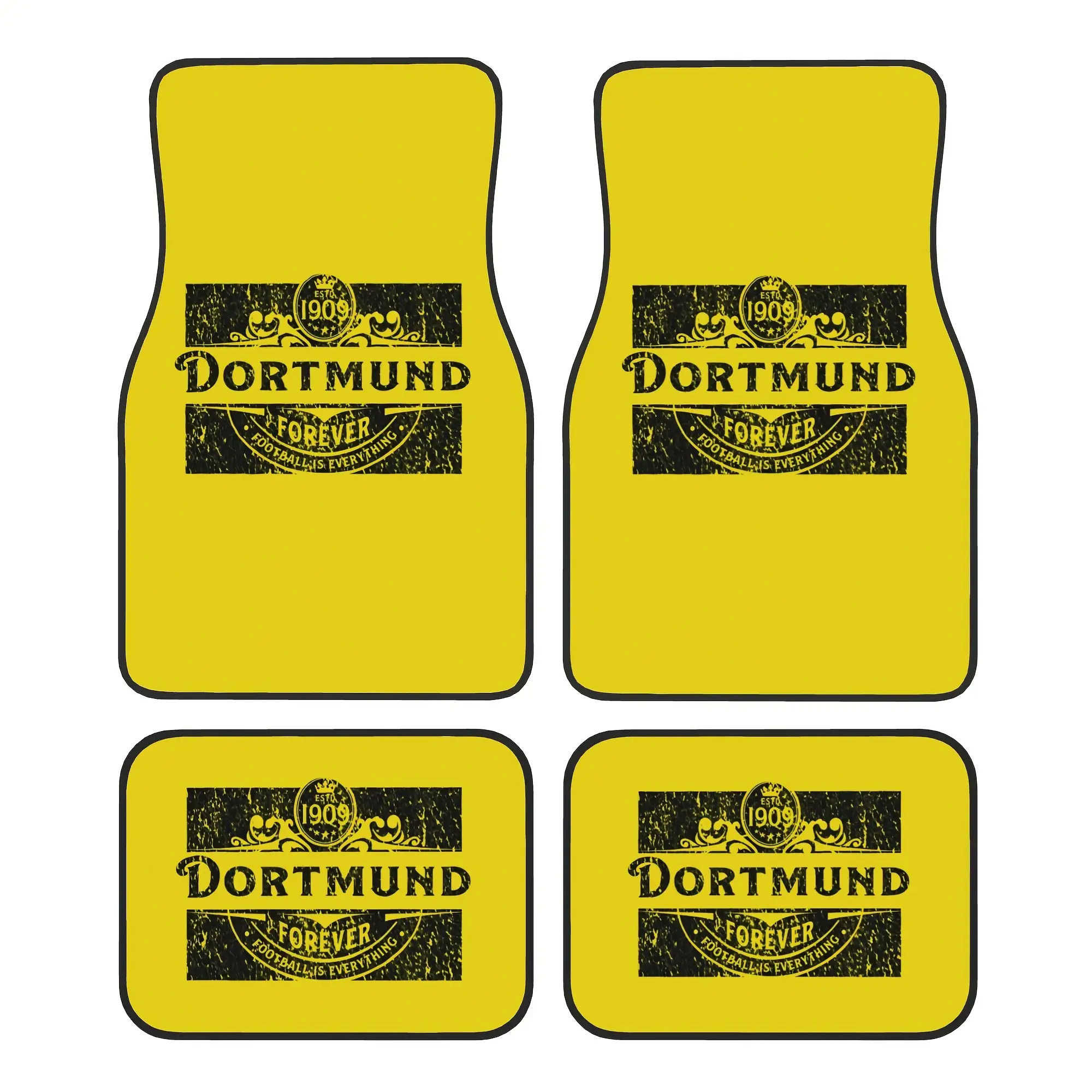 E-shop 4er-Set Gelbe & Schwarze Sportliche Fußmatten (Ideal für Sport & Freizeit, Fahrzeuginnenraum-Upgrade)