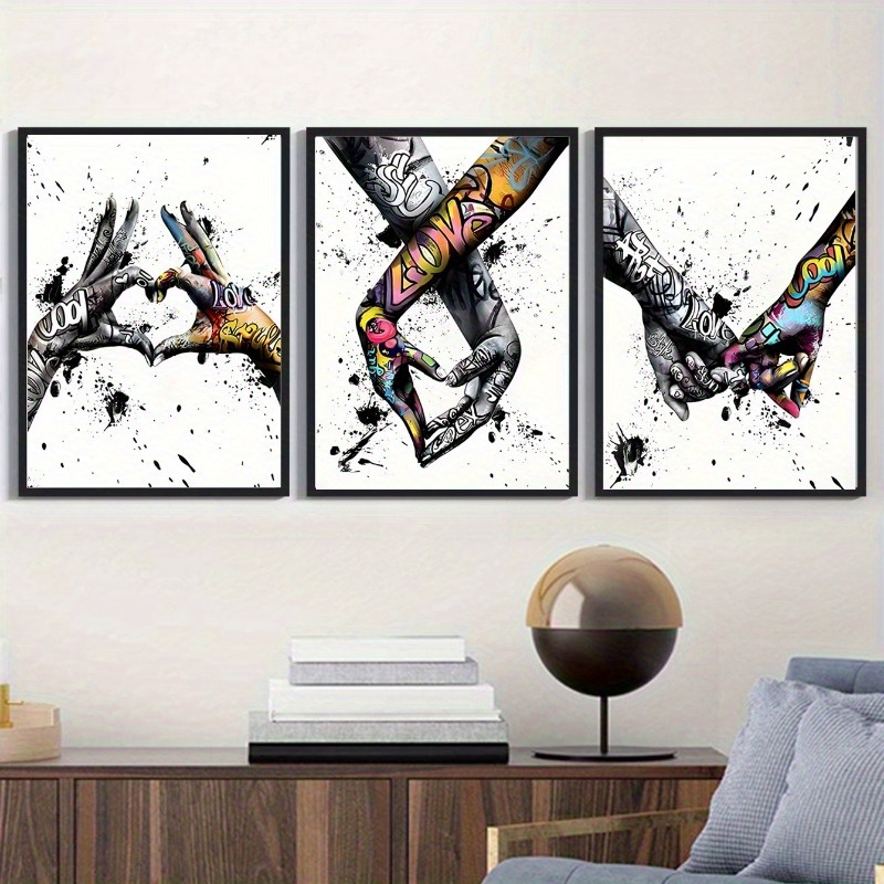 TEMU 2d Flat, 3pcs Modern Abstract Wall Art Posters - Horizontal Suitable For Bedroom & Living Room Decor, Horizontal Canvas Paintings, Unframed