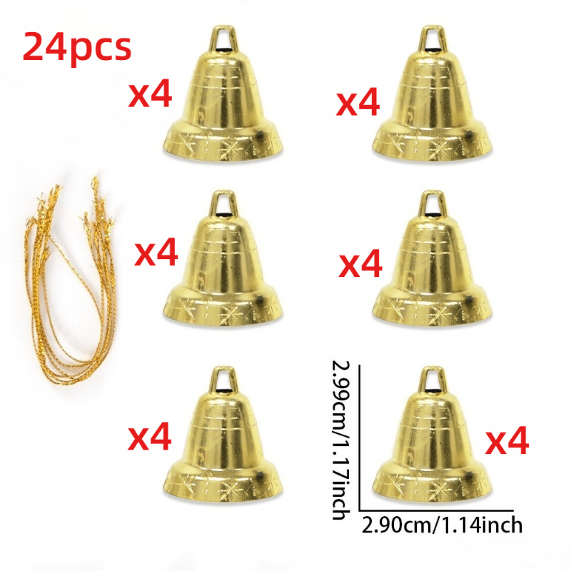 TEMU 24 pièces/3 cm Clochettes Dorées pour Décorations de Sapin de Noël, Ornements Clochettes Dorées en Plastique à Ouverture Supérieure pour