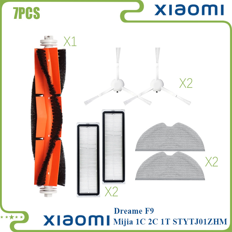 TEMU For Xiaomi 1c 1t Stytj01zhm Mi Robot Vacuum Mop F9 Hepa Filter Main Side Brush Mop Cloth Cleaner Additions
