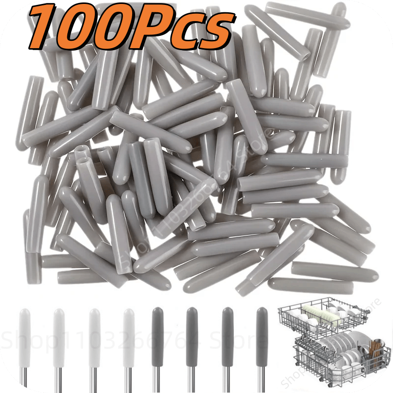 100pcs Dishwasher Rack Cover Tip Caps Soft Round End Caps Protector – For Sharp Items, Prevent Bumping Covers
