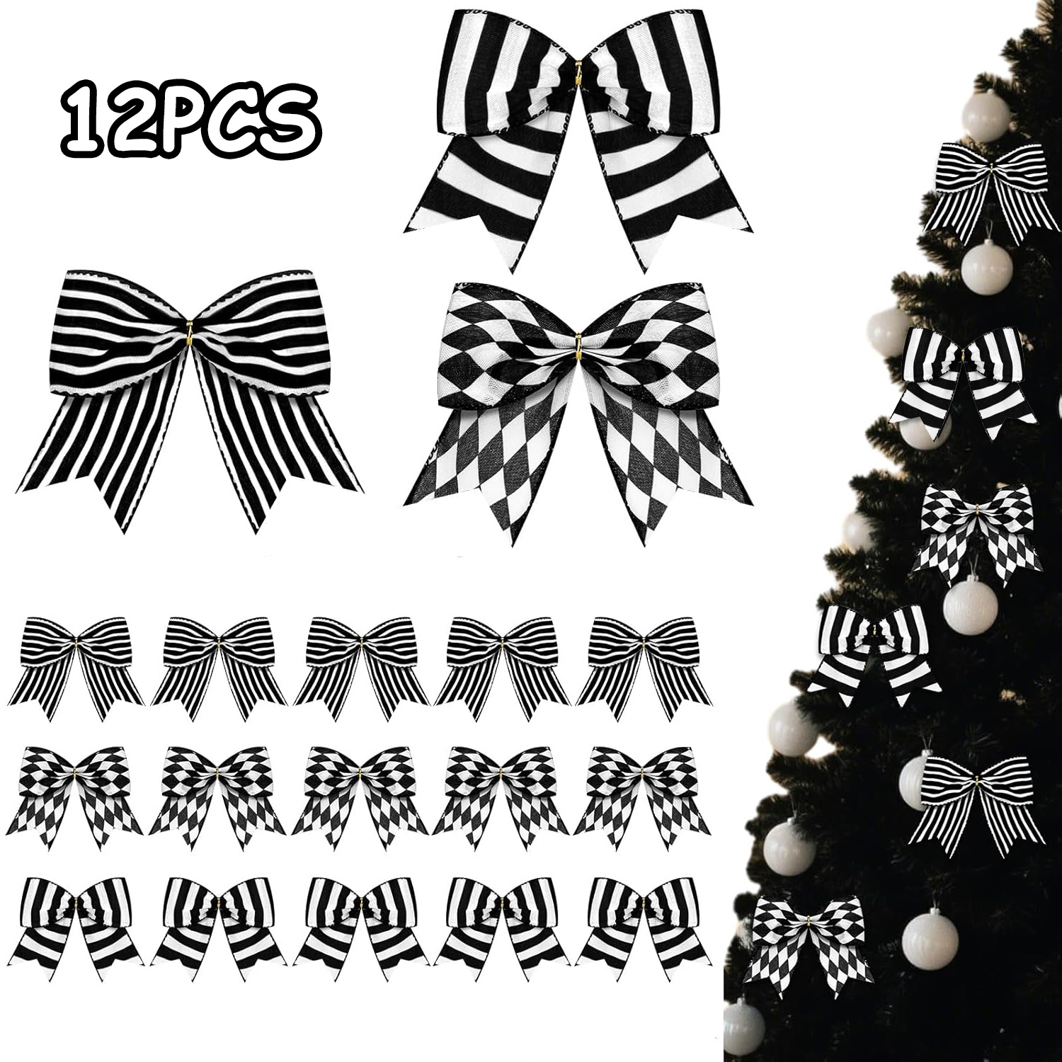 TEMU 12 Navideños Decorativos, Grandes para Árbol de Navidad, para Corona Navideña, Adornos para de Halloween, Regalo Decorativo y Verde