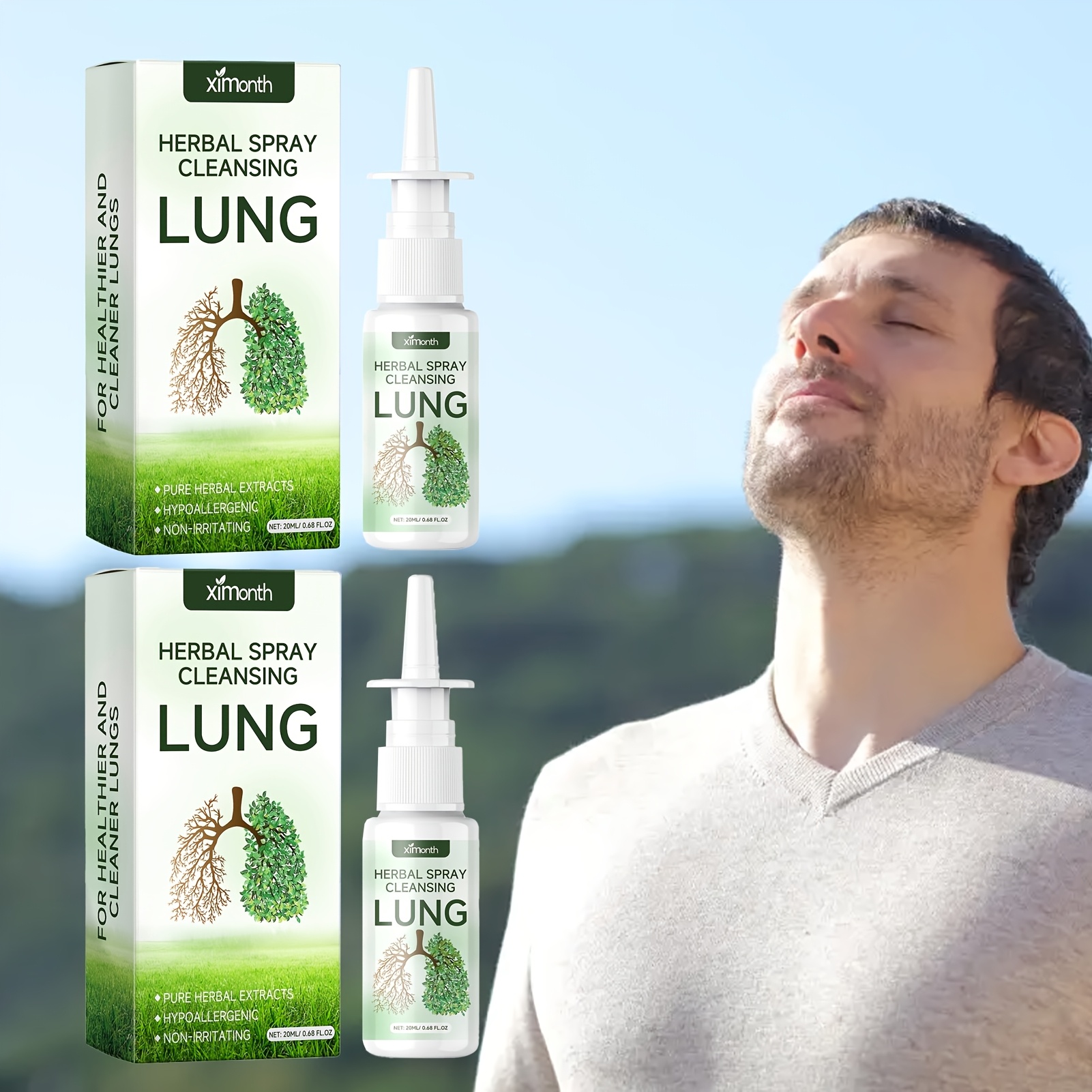 3-Pcs*20ml Herbal Nasal Care Spray, with Non-irritating Herbal Ingredients That Gently Cleanse Both the Inside and Outside of the Nasal Cavity. Enjoy a Fresh Scent. Contains Mint for a Cool, Refreshing Feel. Easy to Carry and Use. Suitable for