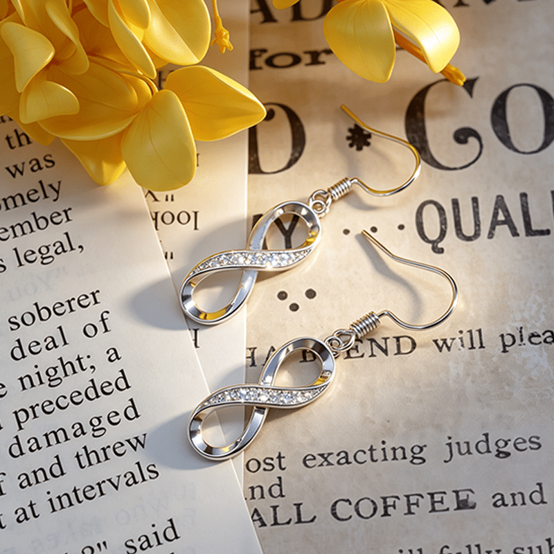 Women's Infinity Symbol Synthetic Zirconia Hook Earrings, Elegant