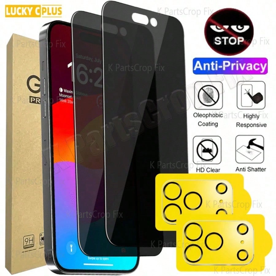 Image of 3pcs Hd Anti-peep Privacy Tempered Glass And 3pcs Camera Lens Protector, Anti-peep Screen Protection, Scratch-resistant, , Privacy-, Compatible With For Iphone 17 Pro/ Pro Max