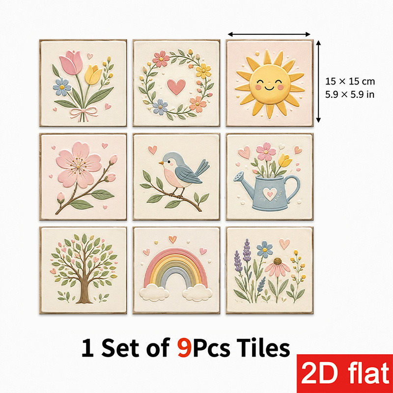 TEMU Adesivi per Piastrelle Elite 2D 9pz 15x15cm (5.9x5.9in) - Piastrelle da Parete Stacca e Attacca con Motivo per Rivestimento Cucina, Caff癡,