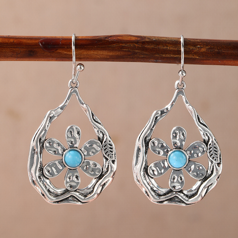 Bohemian Flower Earrings Water Droplet Shape