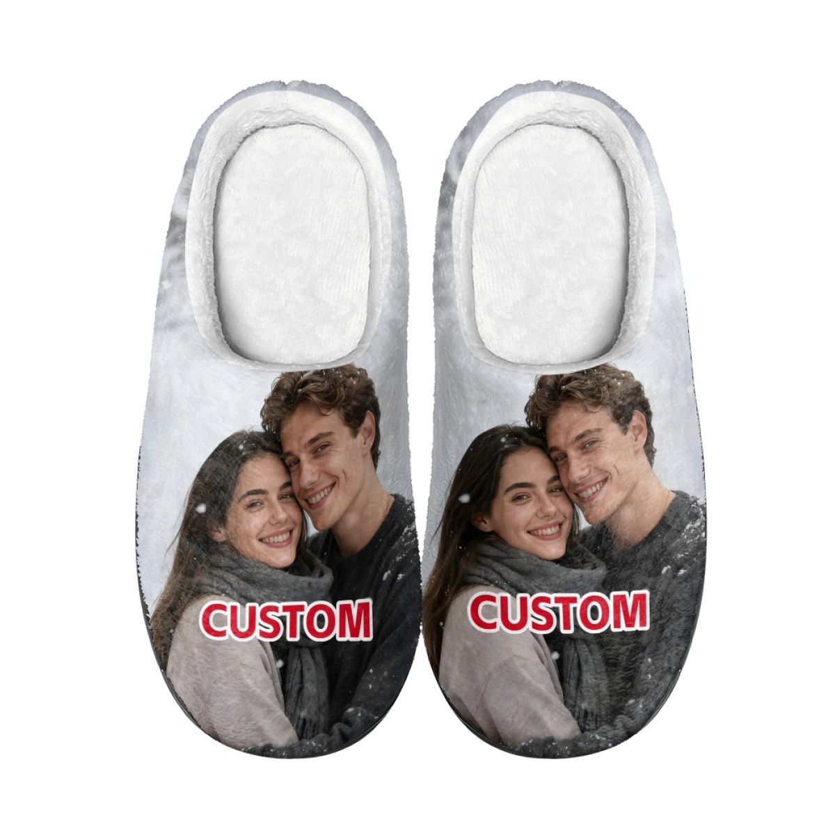 TEMU Custom Photo/text Personalized Slippers Suitable For - Soft Indoor Shoes With Tpr Sole, Non-slip Warm Winter Footwear, Lightweight Suitable For
