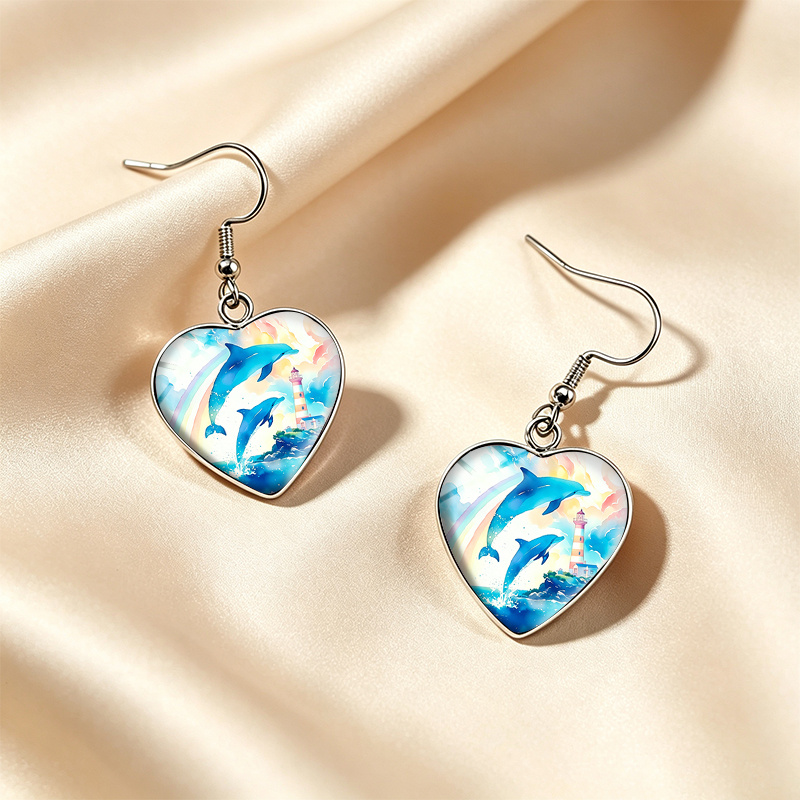 3pc Leaping Dolphins Lighthouse Jewelry Set, Unisex