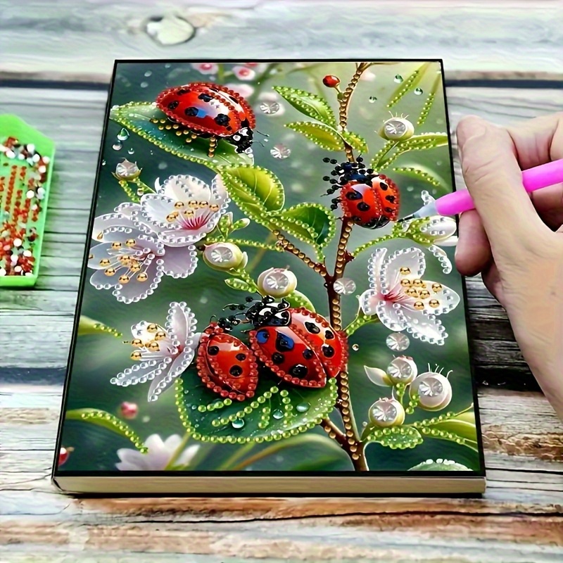 E-shop 1 Stück 5D DIY Diamantmalerei A5 Größe Insekten-Motiv Diamant-Notizbuch-Set, für kreative handgemachte Geschenke
