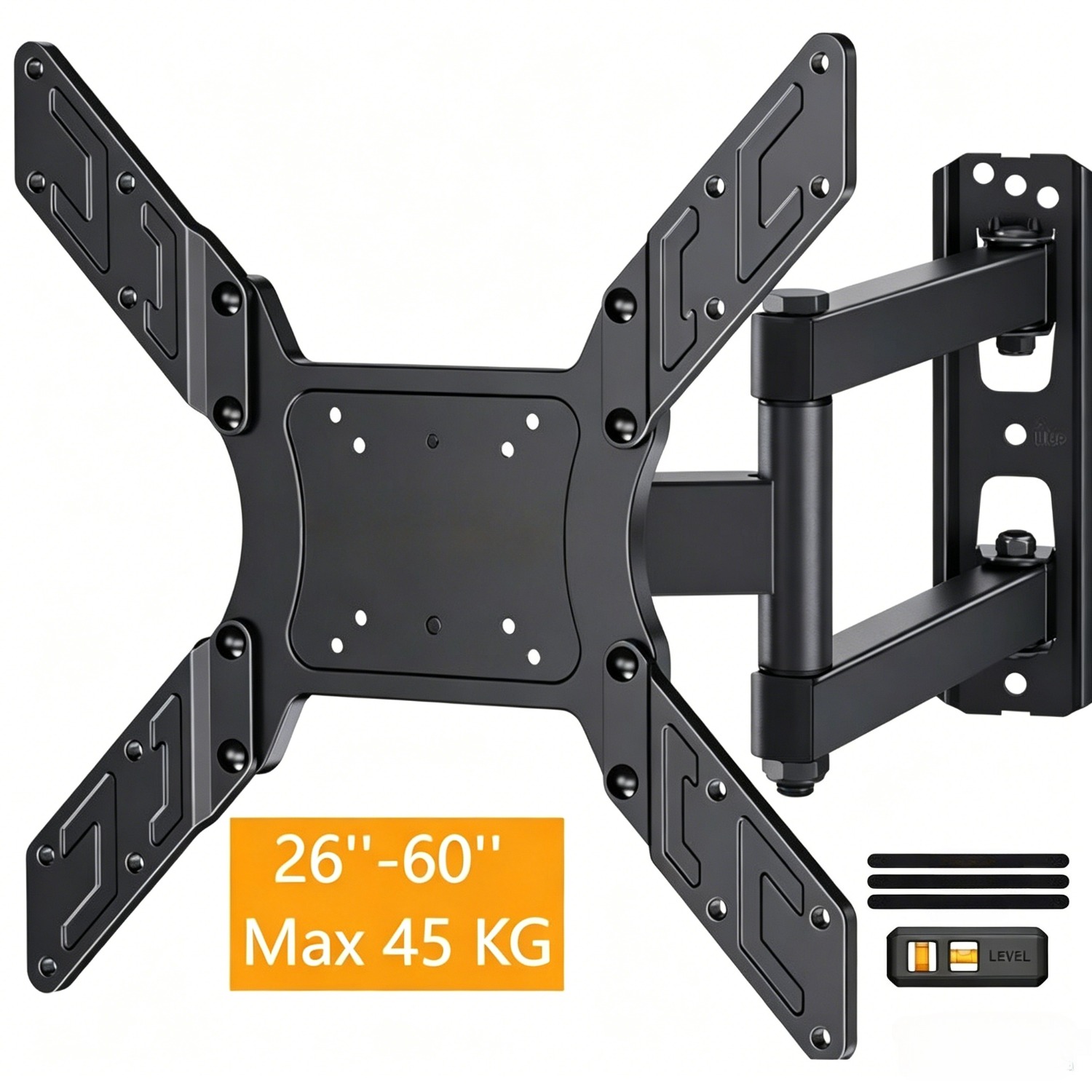 Image of Swivel And Tilt Tv Wall Mount, Universal Bracket For 26-65 Inch Flat And Curved Tvs, 45kg Load Capacity, Max Vesa 400x400mm