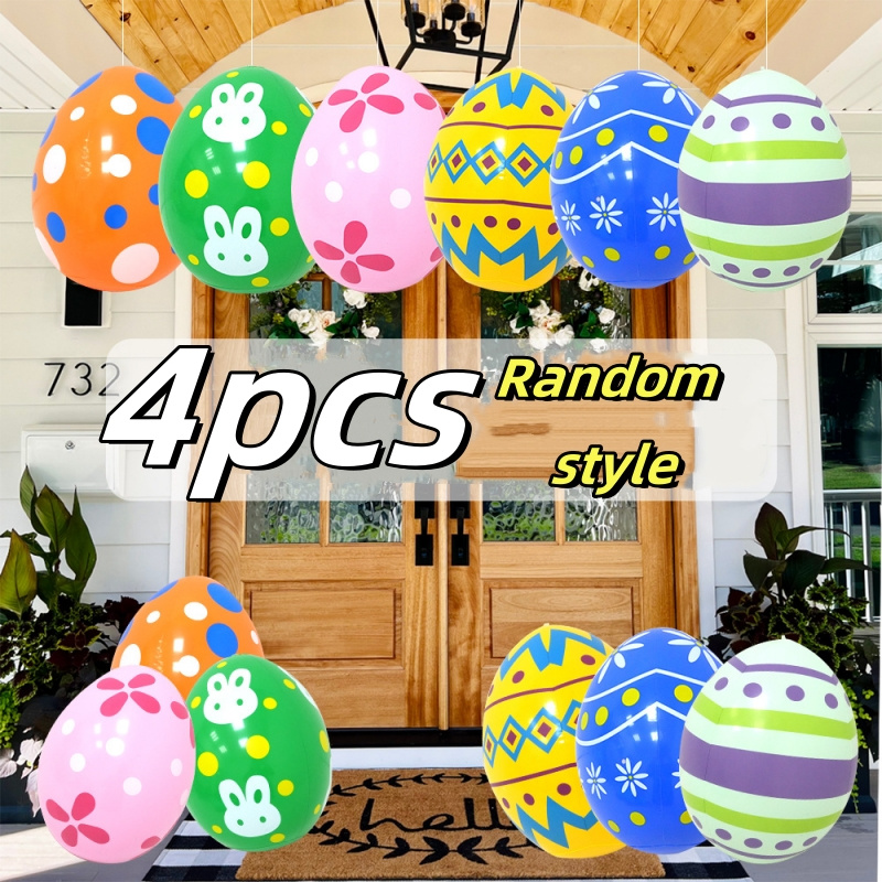 

4-pack Assorted Colors Pvc Inflatable , Freestanding Decorative Holiday Ornaments, No Electricity Needed, Outdoor Decor For Easter, Christmas, New Year