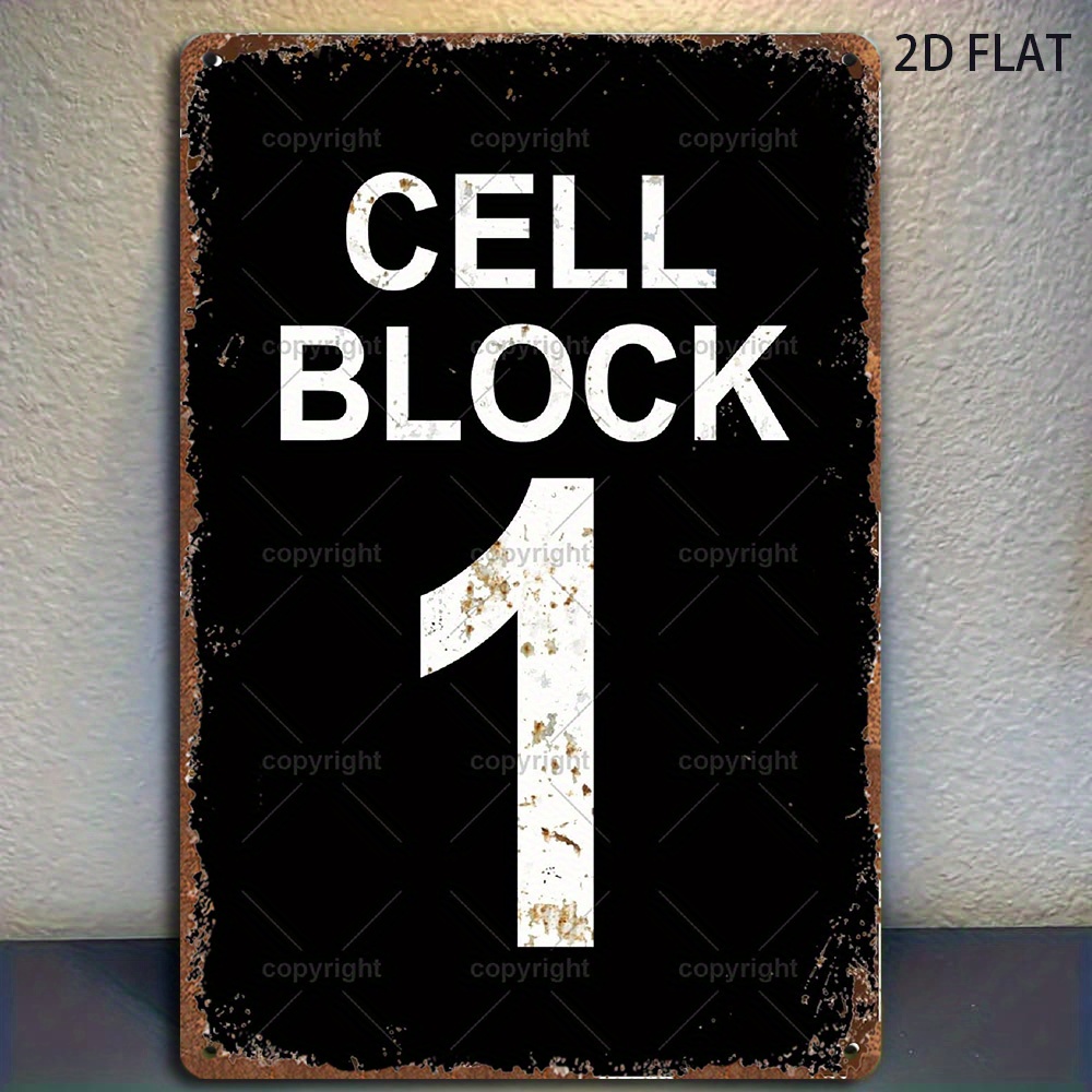 TEMU 2d Flat, 1pc Vintage Cell Metal Sign - Heavy-duty Wrought Iron Distressed Prison Wall Decor With Vintage Effect And Handcrafted Texture -
