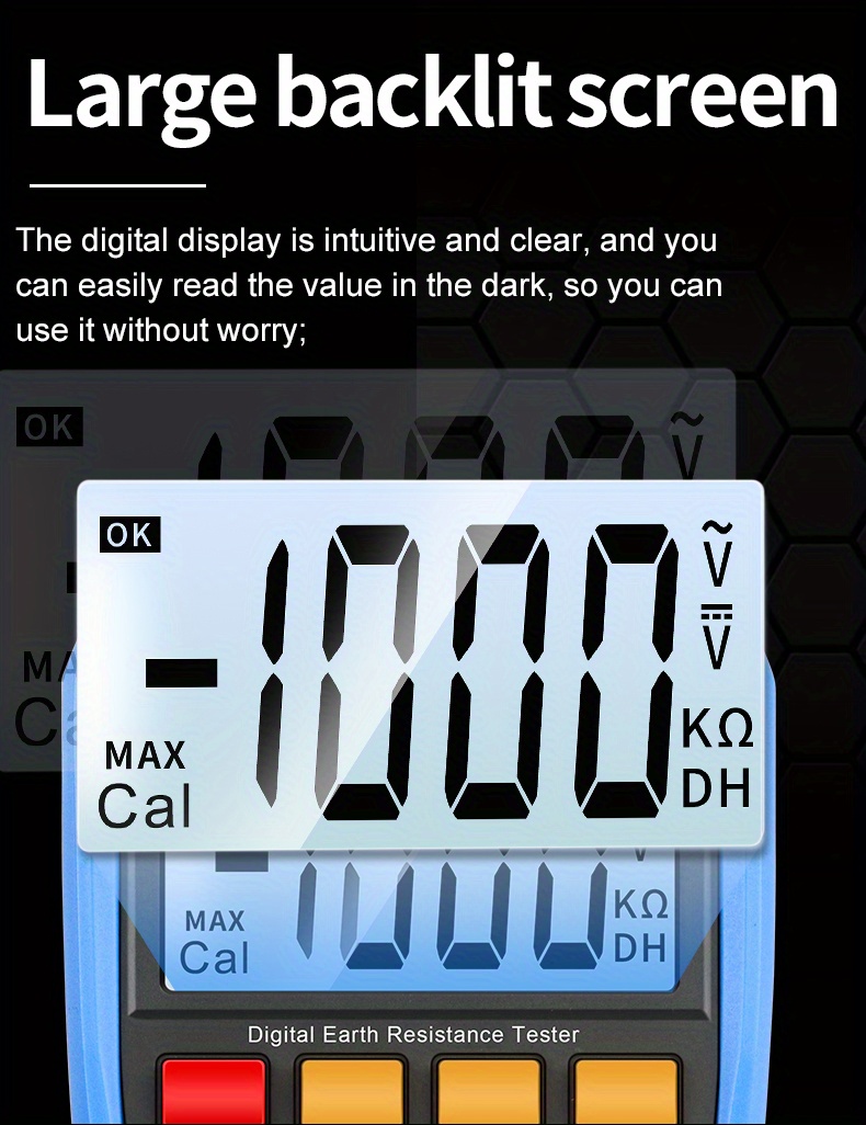 SNAKOL SK-515A Digital Earth Resistance Tester High Accuracy Measurement AC/ DC Voltage Detection Drop-proof Backlit Design