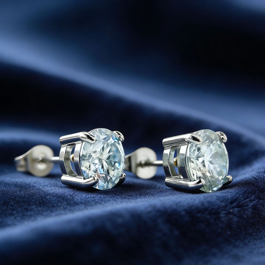 Women's Elegant Light Blue Synthetic Moissanite Earrings