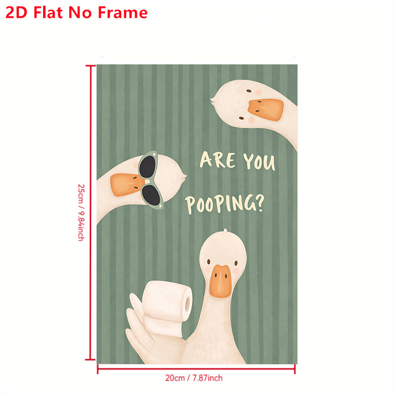 TEMU 2d Flat, 2d Flat, 2d Flat No Frame Posters And Prints 1pc Pack Fun You Pooping? Duck Bathroom Poster - Frameless Paper Wall Art For Room, Living