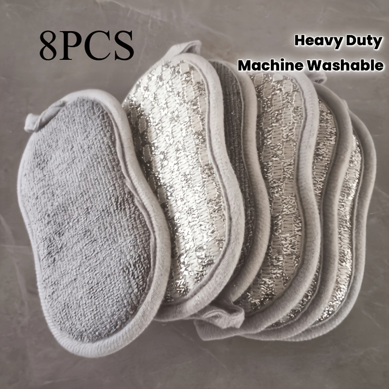 TEMU 8 Microfiber Sponges | Super Absorbent, Heavy-duty And Durable, Reusable, Machine Washable | Ideal For Kitchen, Home, And Bathroom Cleaning |