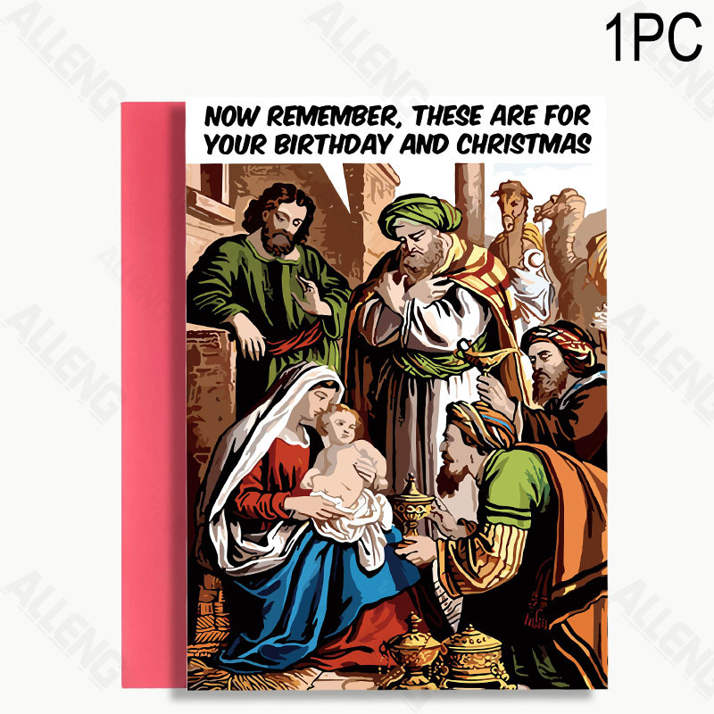 TEMU 1pc Scene Card Bible Illustration Festive Greeting Card For Religious Holiday Gift Suitable For Christmas And Birthday Celebrations