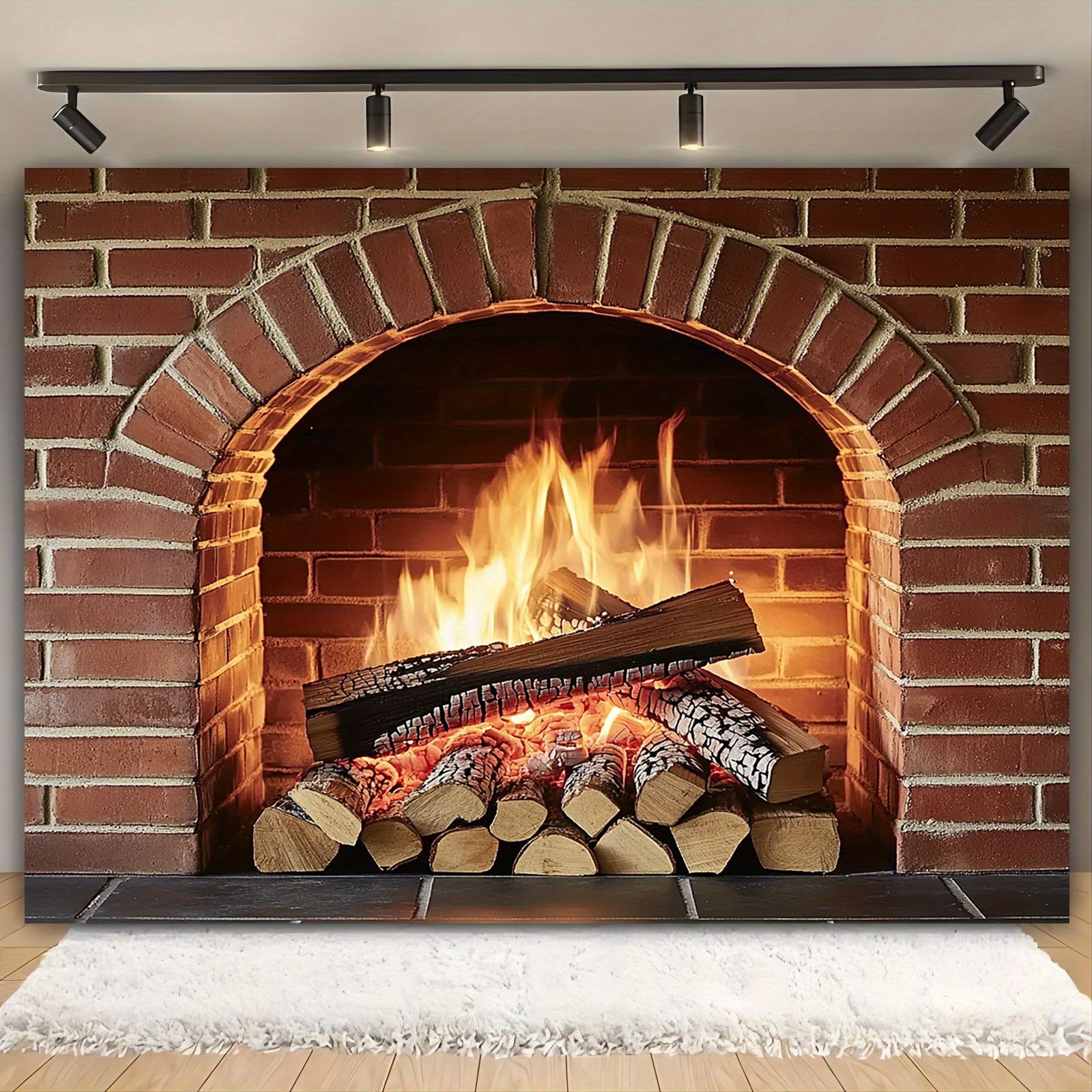 

1pc, Fireplace Christmas Backdrop , 39×59in-70.8×90.5in, Fireplace Christmas For , Decor, Christmas ,