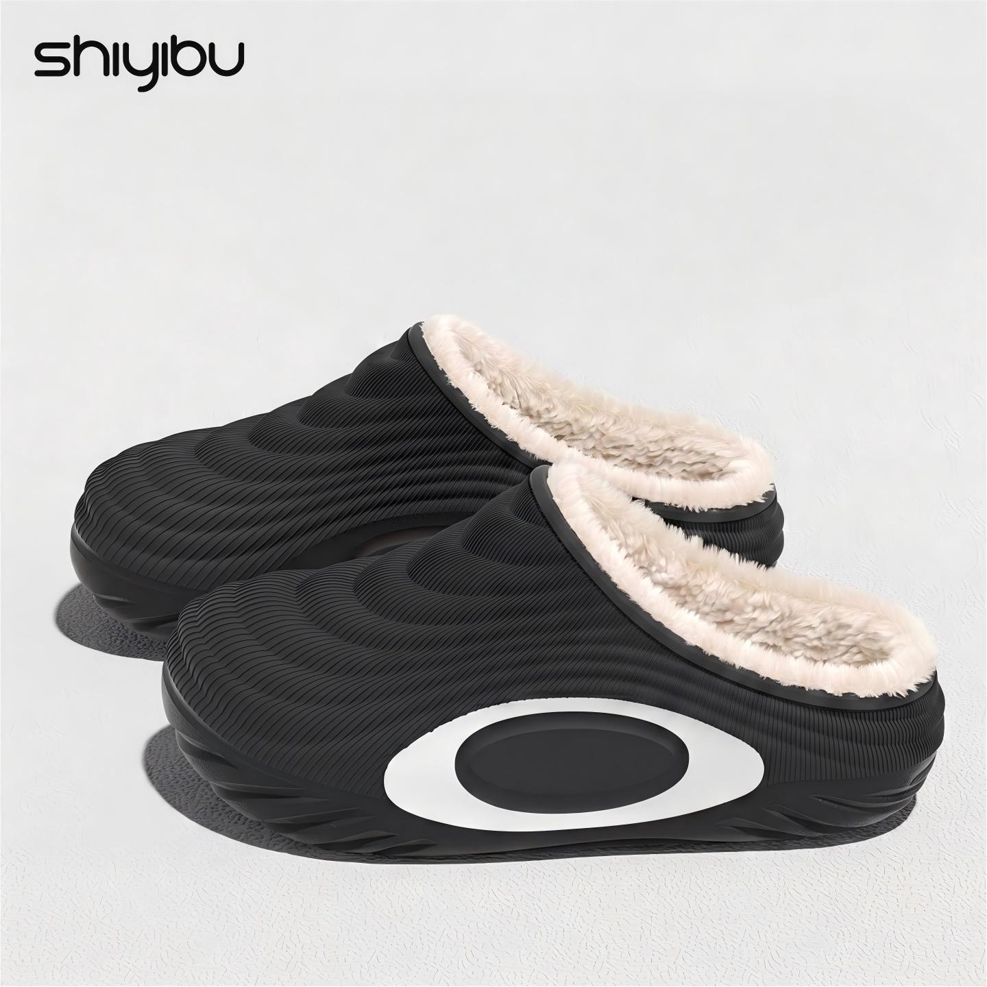 TEMU Unisex Autumn And Winter New Warm Women's Slippers Plush Thickened Warm Indoor Home Wearable Daily Casual Eva Material 3cm Thick Sole Men's