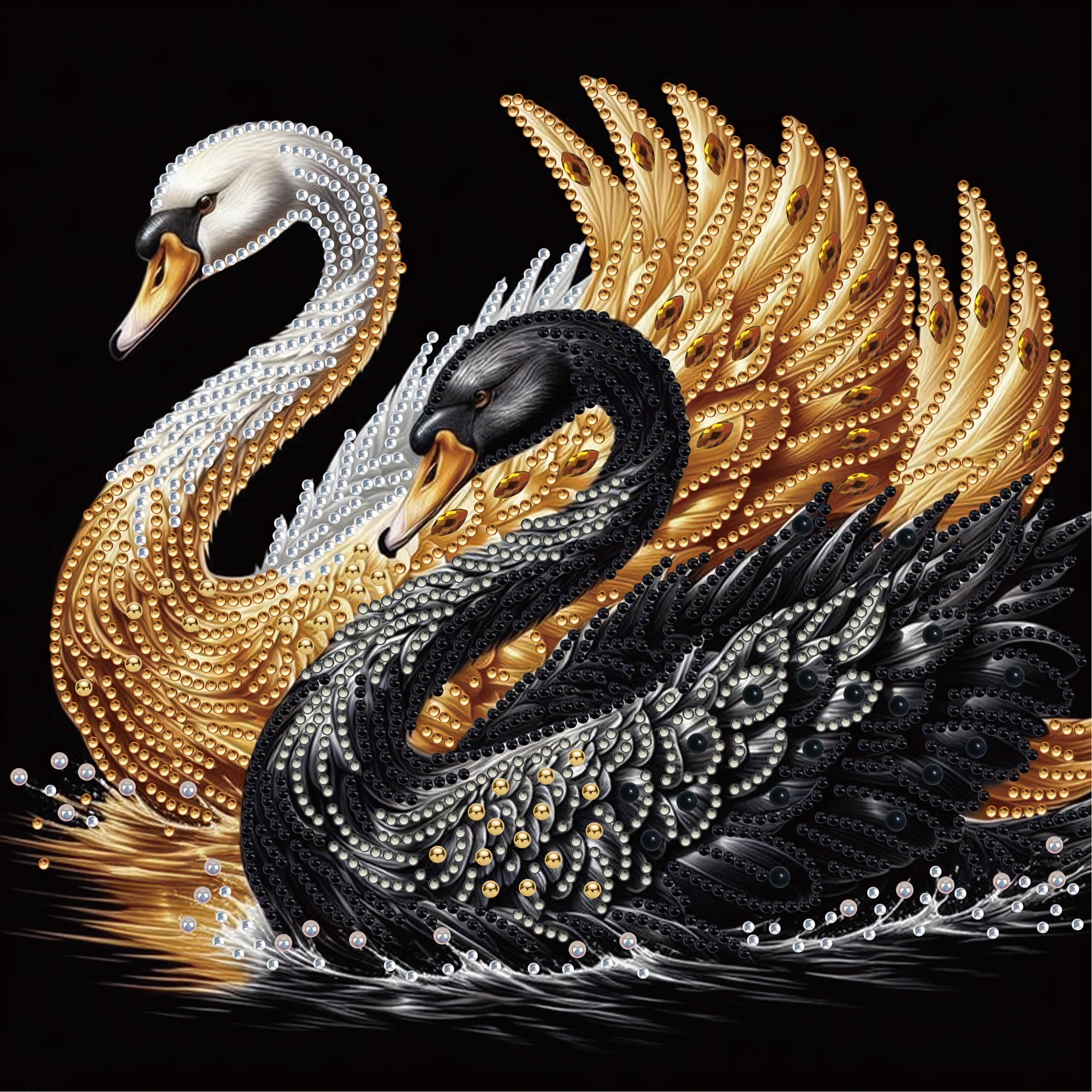 Elegant Swan 5d Diamond Painting Kit For Adults & Beginners, Handicraft To Make Alone Or With Family & , Home Wall Art Decor For Living Room, Bedroom & Study, New , 30 X 30 Cm / 11.8 X 11.8 In