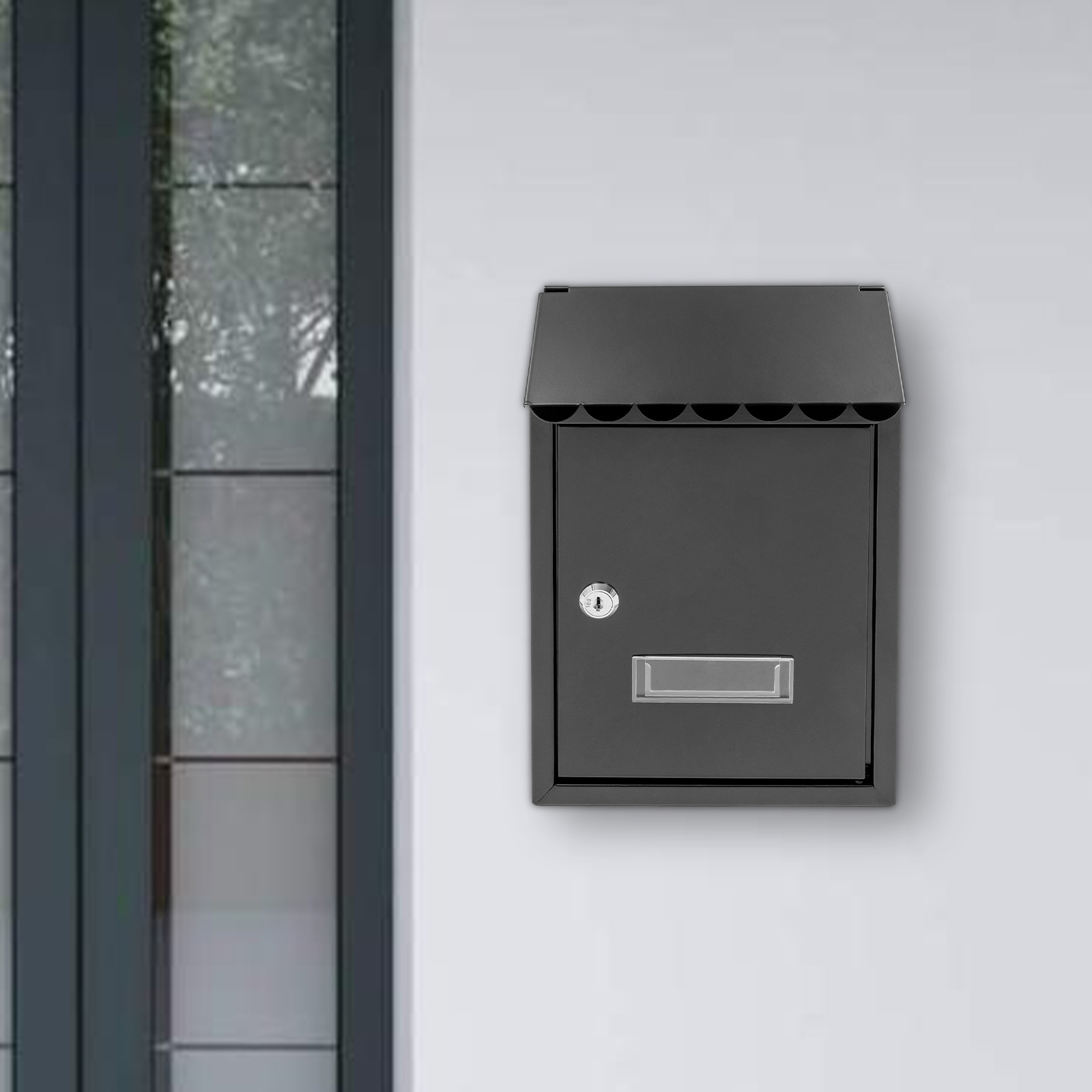 Oukaning , Mailbox With Key Lock, Mail Box Mailbox Tx0080 Black For Residential Areas, Residential Buildings, Apartments, Commercial Housing