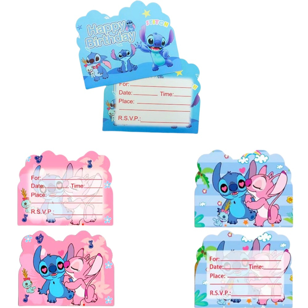 

10pcs Disney & Stitch Party Decorations, Including Invitation Cards And Greeting Cards, Personalized, For Birthday, New Year, Graduation, Congratulations, Back To School