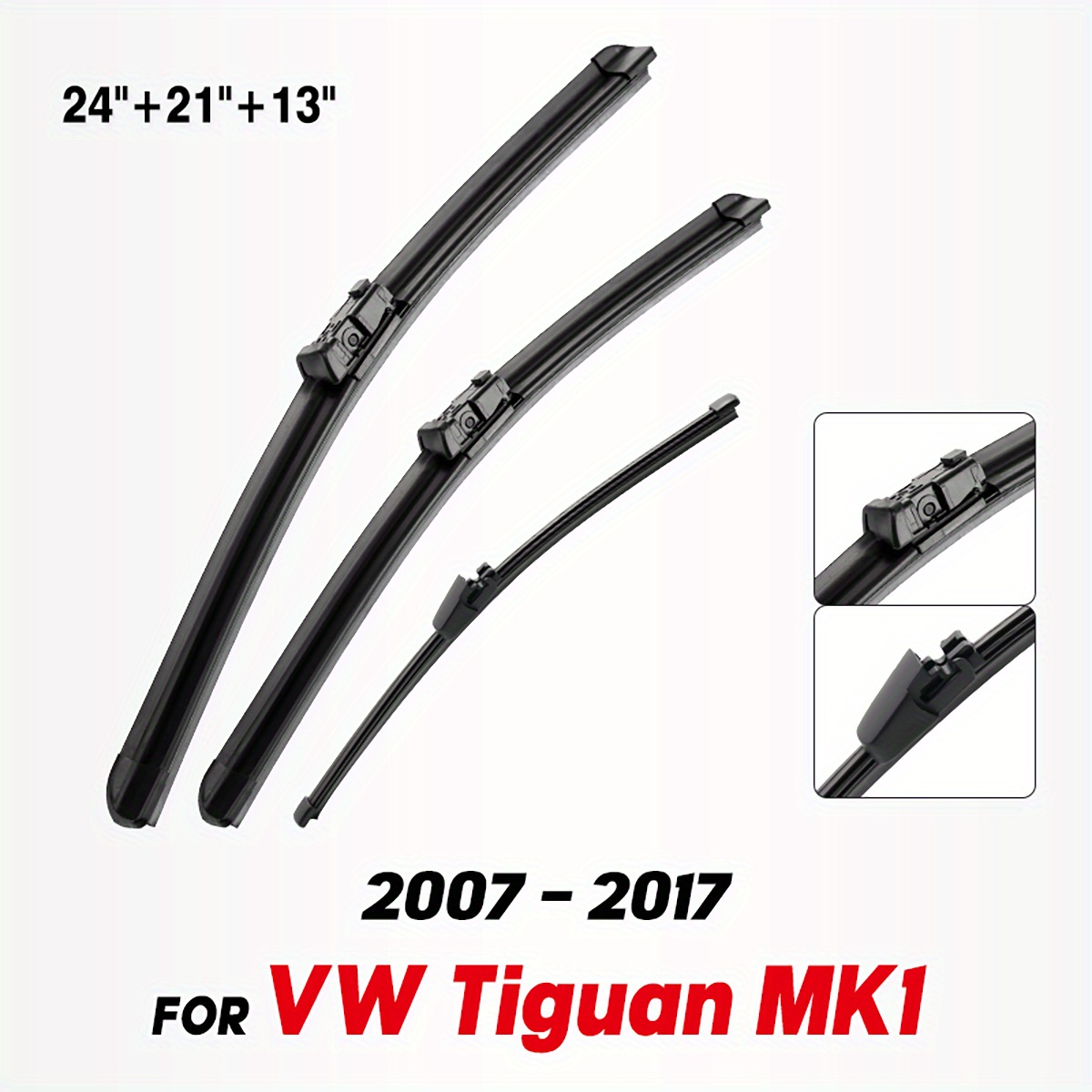 Suitable For Tiguan Mk1 2007-2016 Model Front And Rear Wiper Blade Set- Front Windshield/window 24"+21"+13"