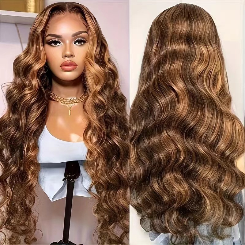 Female Brown Highlights Curly Hair Wigs Hot