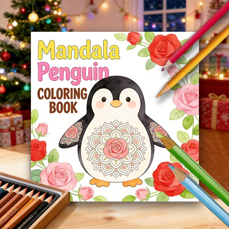 Image of 24 Pages Adult Coloring Book - Mandala Style Cute Penguin Coloring Book For Relaxation, Enjoy Peace In A Life, And Mind, | Adult Coloring Book Featuring Mandala Penguin Patterns