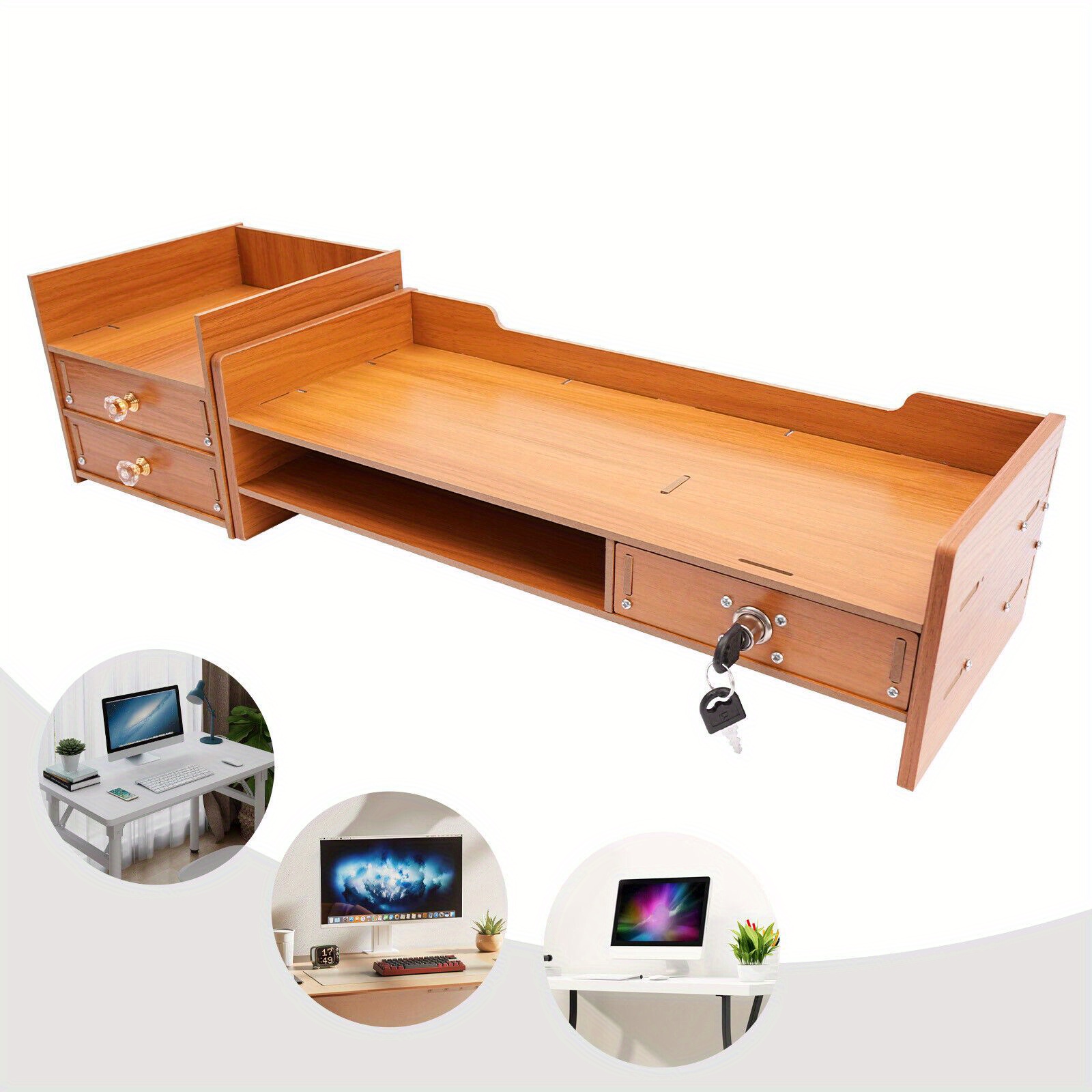 Image of Office Table Organizer Keyboard Computer Desk Holder Collector Storage Shelf