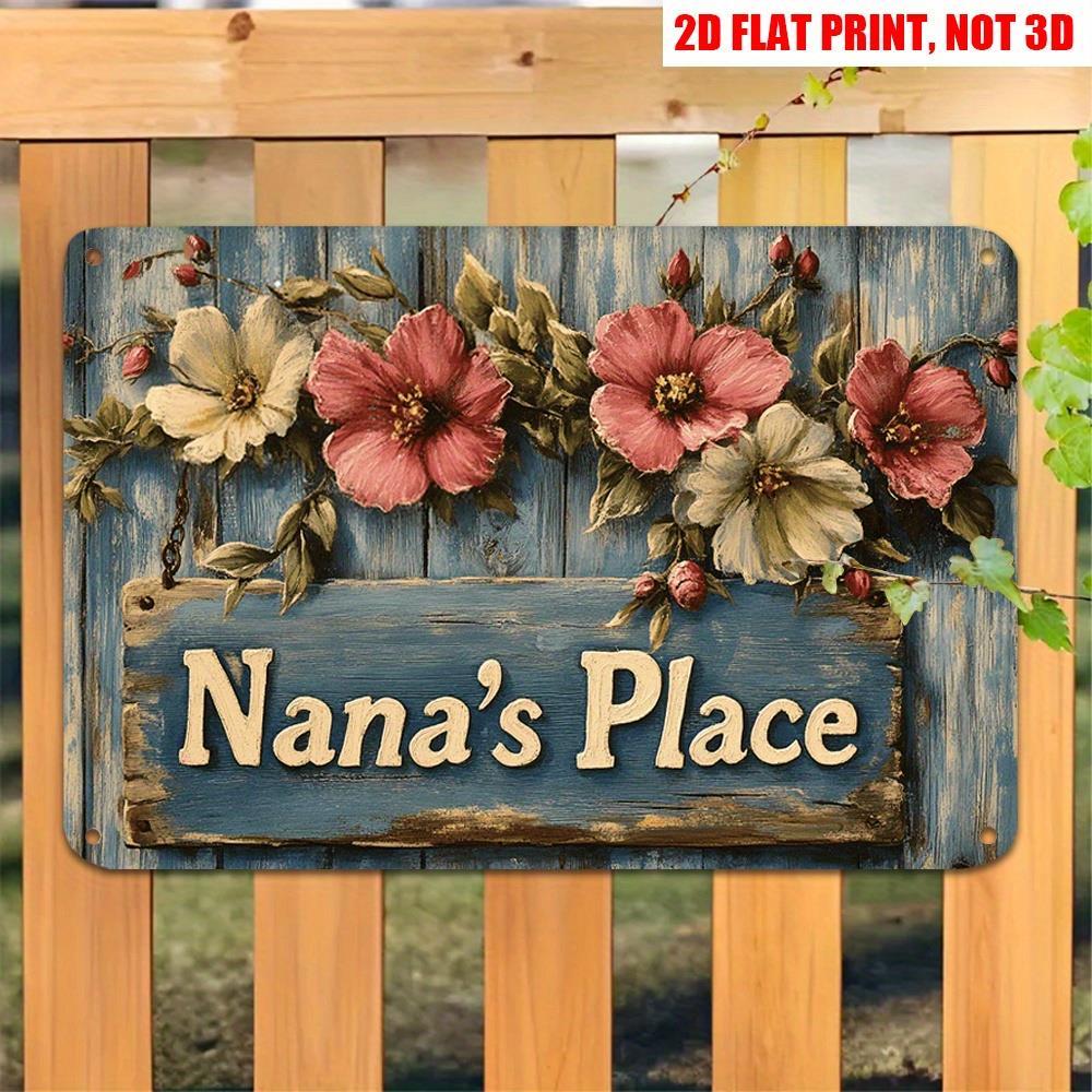 TEMU 2d Flat, 2d Flat 's Retro Metal Wall Art Sign - 12x8 Inch Vintage Floral Decor With Rustic Wooden Fence Design, Bohemian Home & Garden Decor For