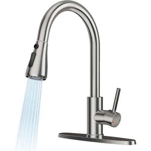 kitchen faucets with pull down sprayer high arc stainless steel single handle kitchen sink faucet 1 or 3 hole brushed nickel water faucets for farmhouse laundry rv bar