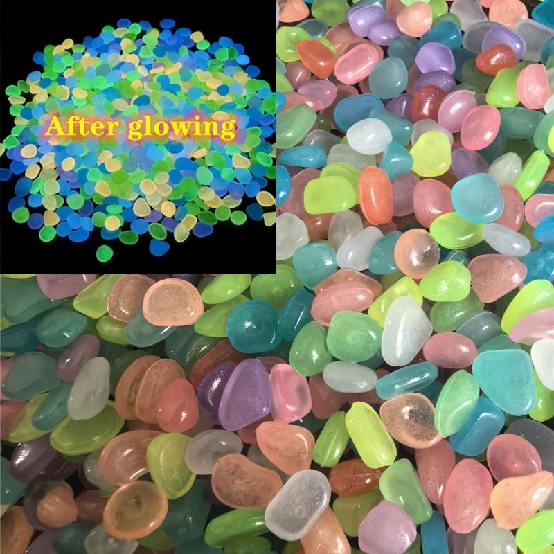 TEMU 320pcs/0.088lbs, Luminous Stone Size 0.39inch. Sunlight Makes Stones Glow In The Dark. Random Colors, Light-activated -the-dark Resin Pebbles,