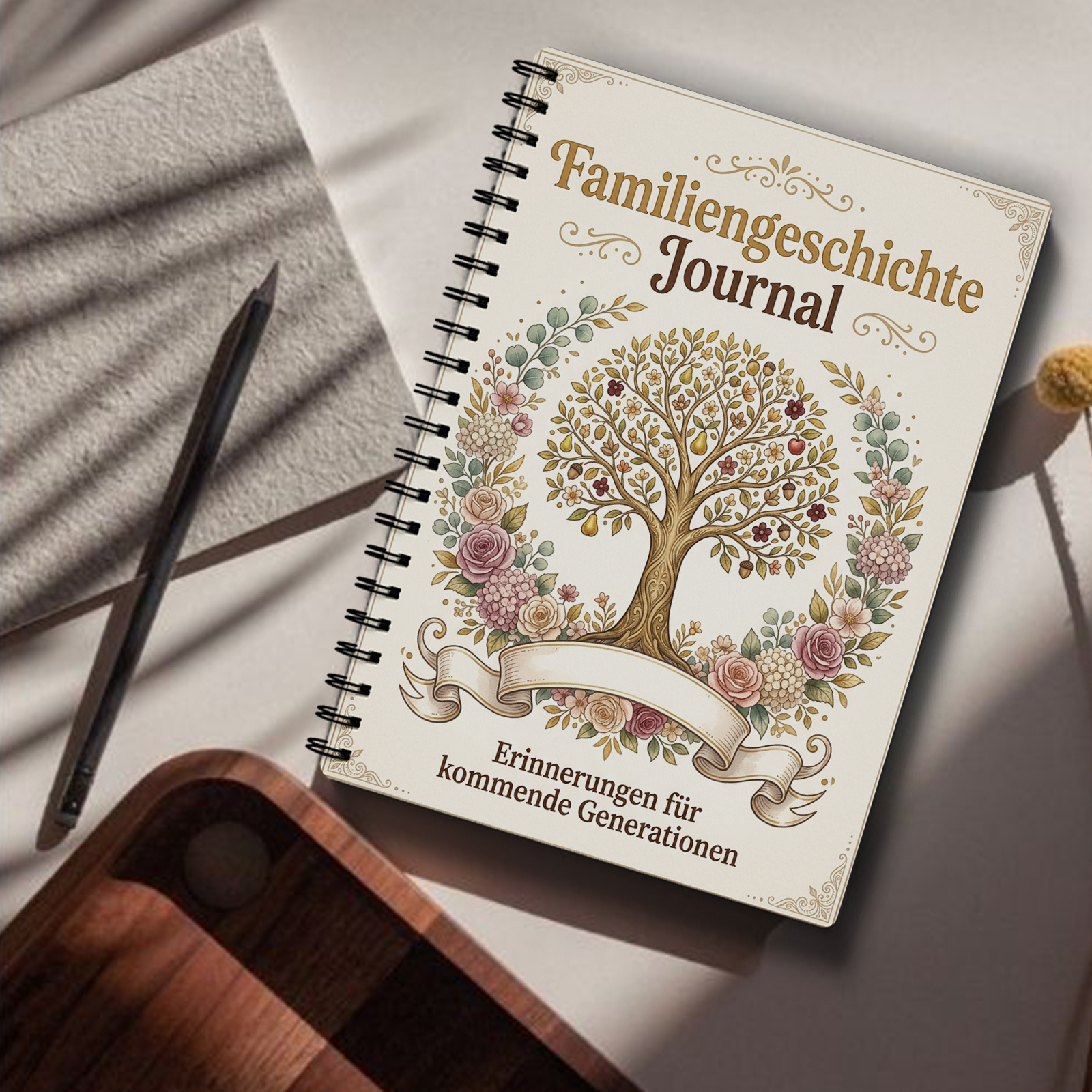 E-shop (Deutsche Ausgabe) Spiralnotizbuch für Familiengeschichte - 70 Seiten A5 - zum Aufbauen des Familienbaums, Dokumentation von Traditionen und