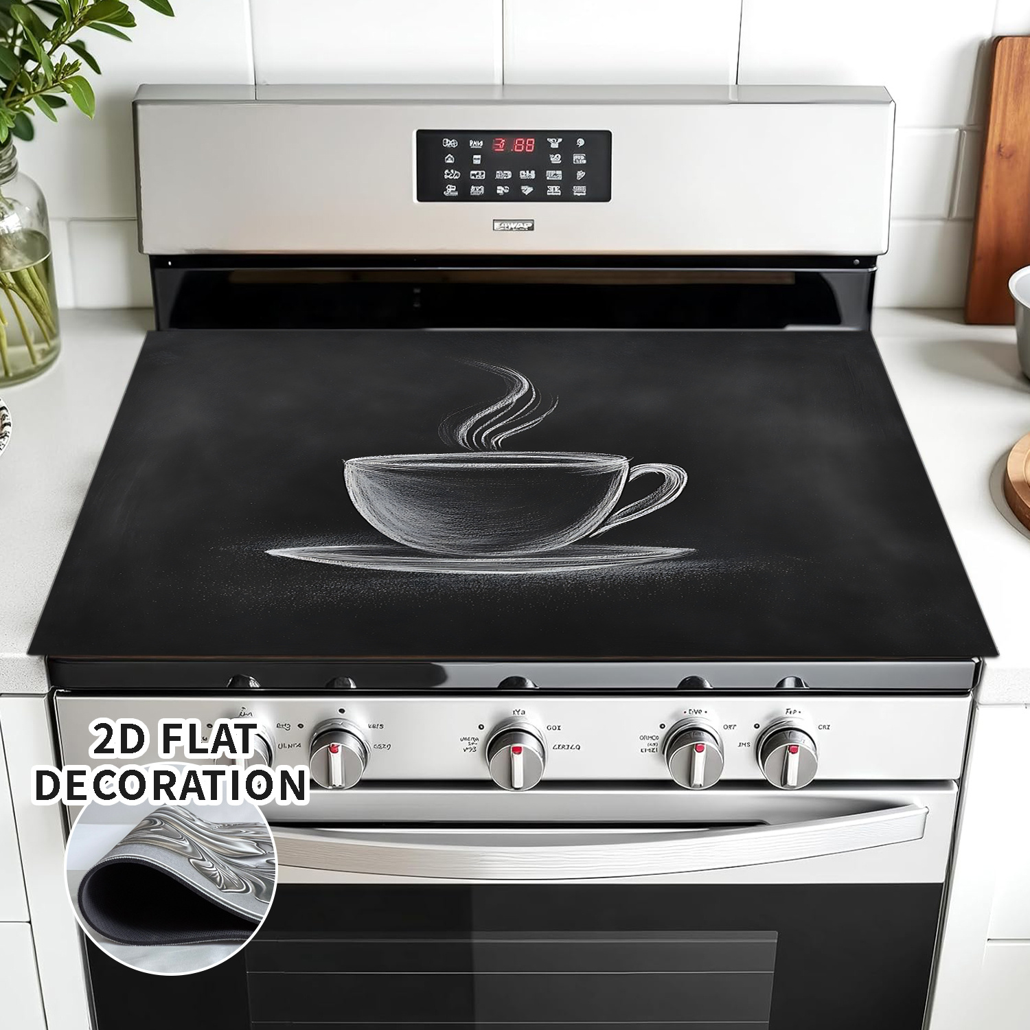 TEMU 2D Copertura Piatto per Decorativa - Protezione con Motivo e , Offre Extra su Piano di Lavoro per Piani Elettrici e a Induzione, 1 Pezzo, 2D