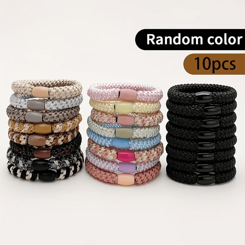 TEMU 5/10/20pcs Random Colorwomen's Fashionable Simple Basic Hair Ties, Thickened Durable Elastic Non-damaging Hair Bands, 17 Colors, Suitable For
